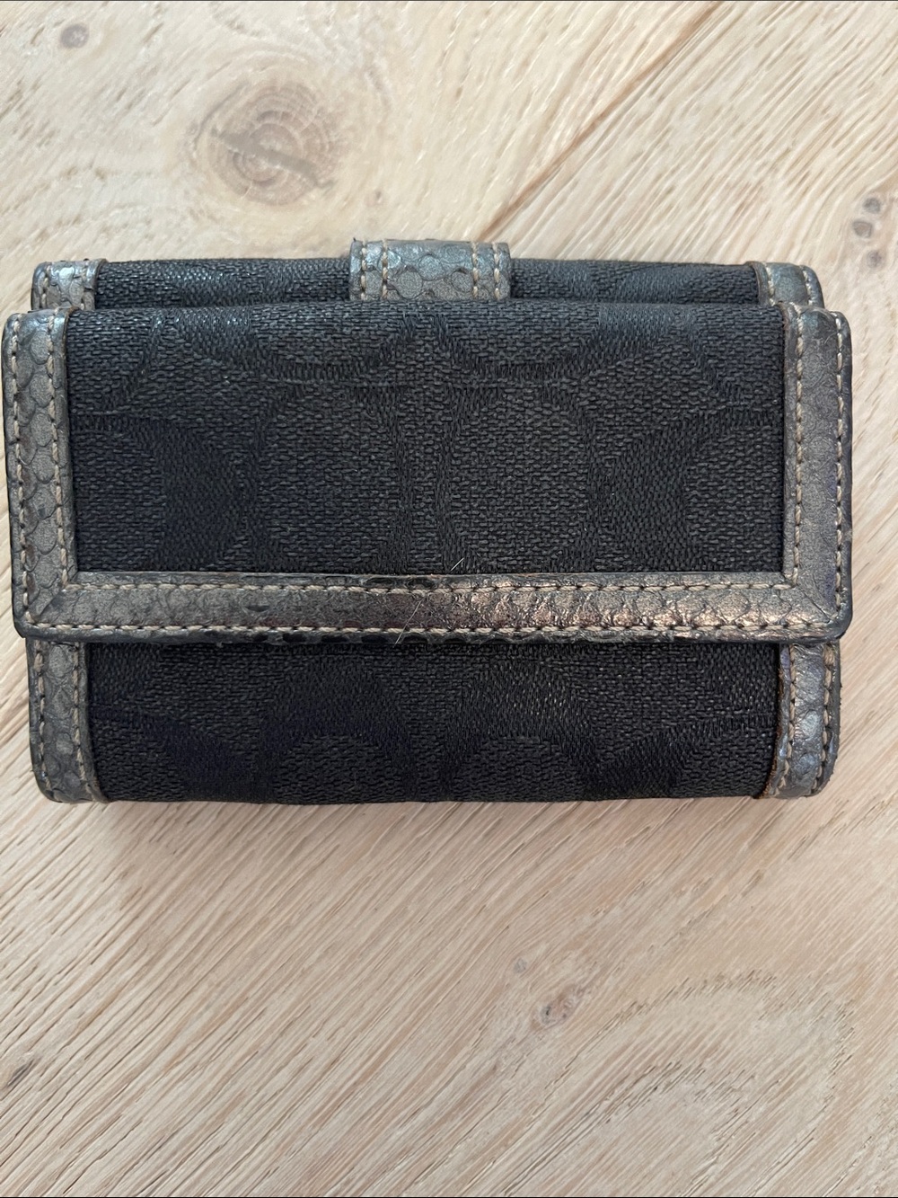 COACH Black Signature Wallet with Metallic Trim - Picture 2 of 5